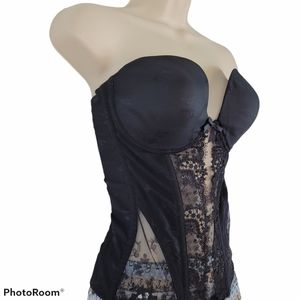 Black Corset bra‎ push yp underwire lace